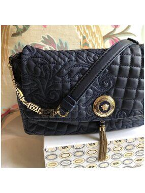 💙 VERSACE Barocco Quilted Calliope Vanitas Shoulder Bag